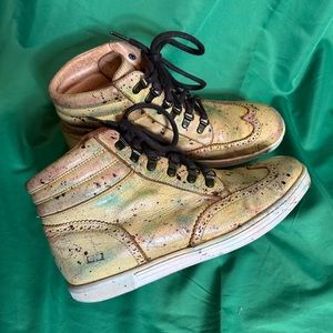 BED STU painted leather hi top brogue sneaker boots